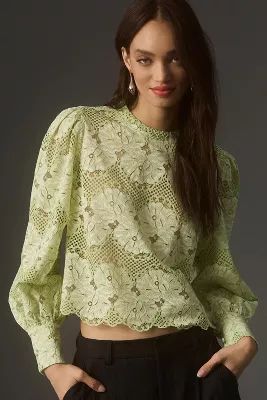 DOLAN Long-Sleeve Mock-Neck Lace Top | Anthropologie (US)