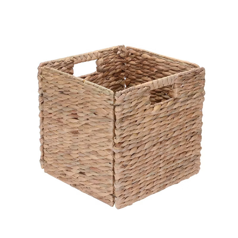Hastings Home 12-Inch Square Handmade Wicker Storage Bin Foldable Basket made of Water Hyacinth |... | Target