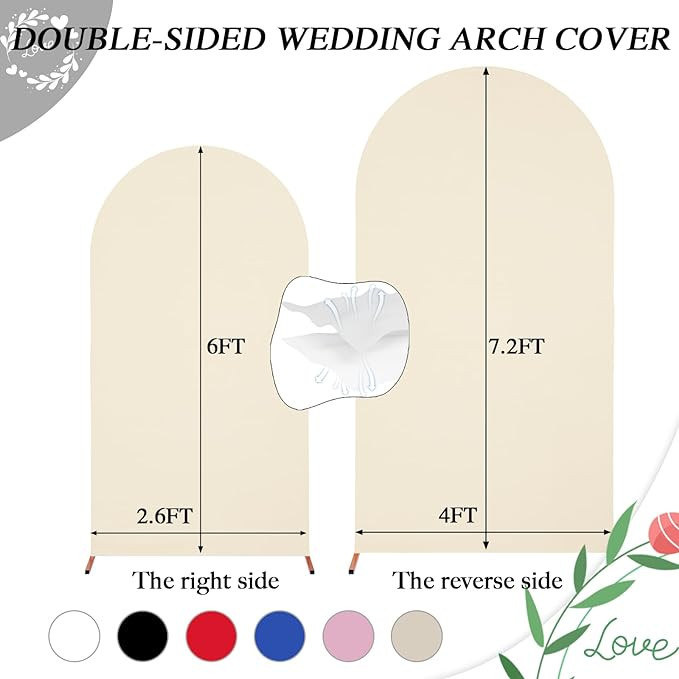CIPAZEE Ivory Arch Backdrop Cover - 2PCS Double-Sided Ivory Wedding Arch Backdrop Cover Spandex F... | Amazon (US)