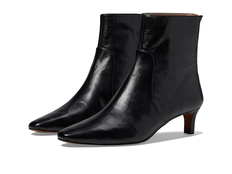 Madewell The Dimes Kitten-Heel Boot In Crinkle Leather Women's Boots True Black : 12 M | Zappos