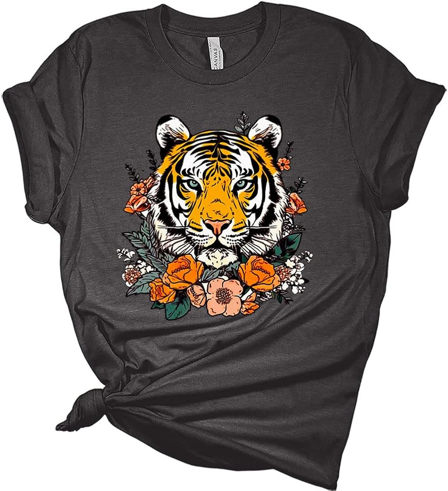 Womens Tiger Shirts Cute T-Shirt Short Sleeve Tops Summer Crewneck Graphic Tee | Amazon (US)
