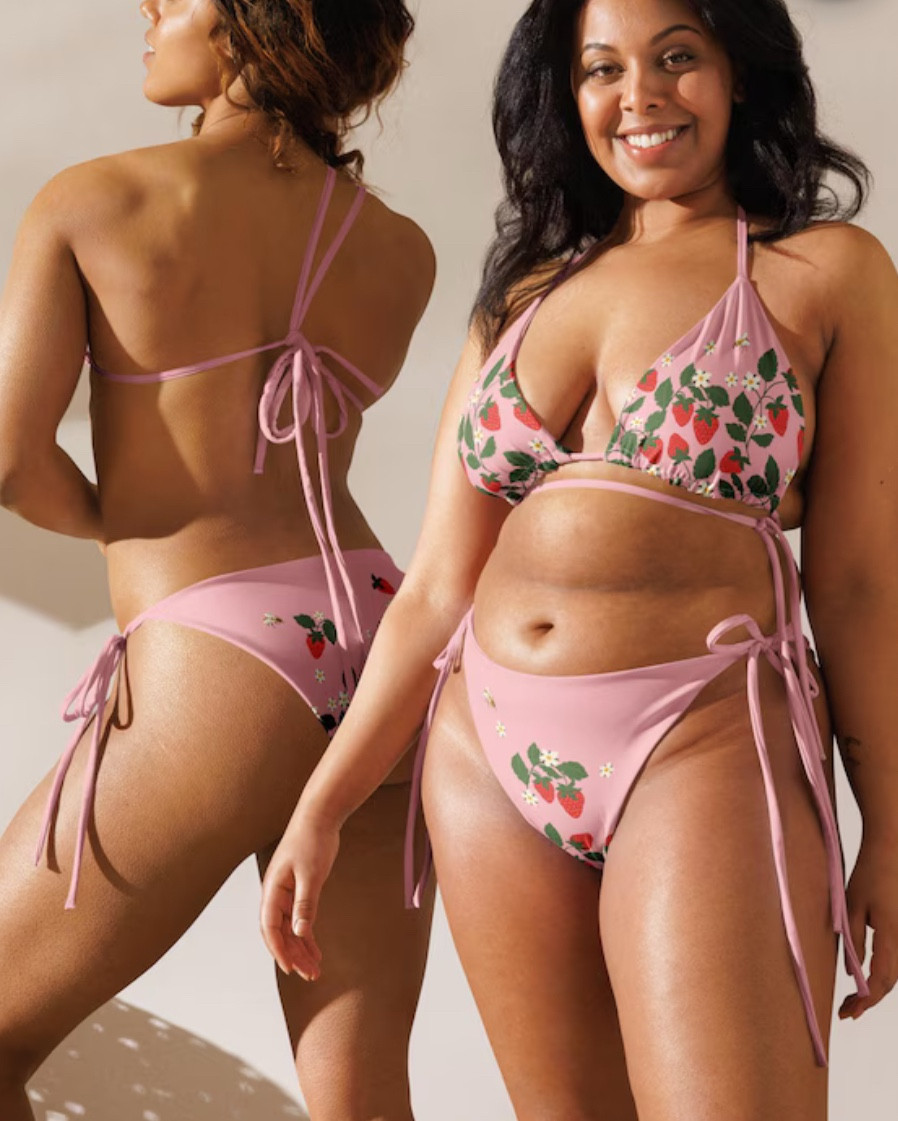 Sweet meets sustainable in this Strawberry Bees string bikini, made from eco-friendly recycled fabric 🍓🐝 With a cute coquette-inspired design, adjustable ties, and a flattering fit for sizes 2XS–6XL, it’s the perfect swimsuit for bachelorette parties, girls’ trips, or poolside lounging. Bold, playful, and totally Instagram-worthy, this bikini makes a thoughtful gift or the ultimate “treat yourself” summer piece.

#LTKSummerEdit #LTKSwim #LTKTravel