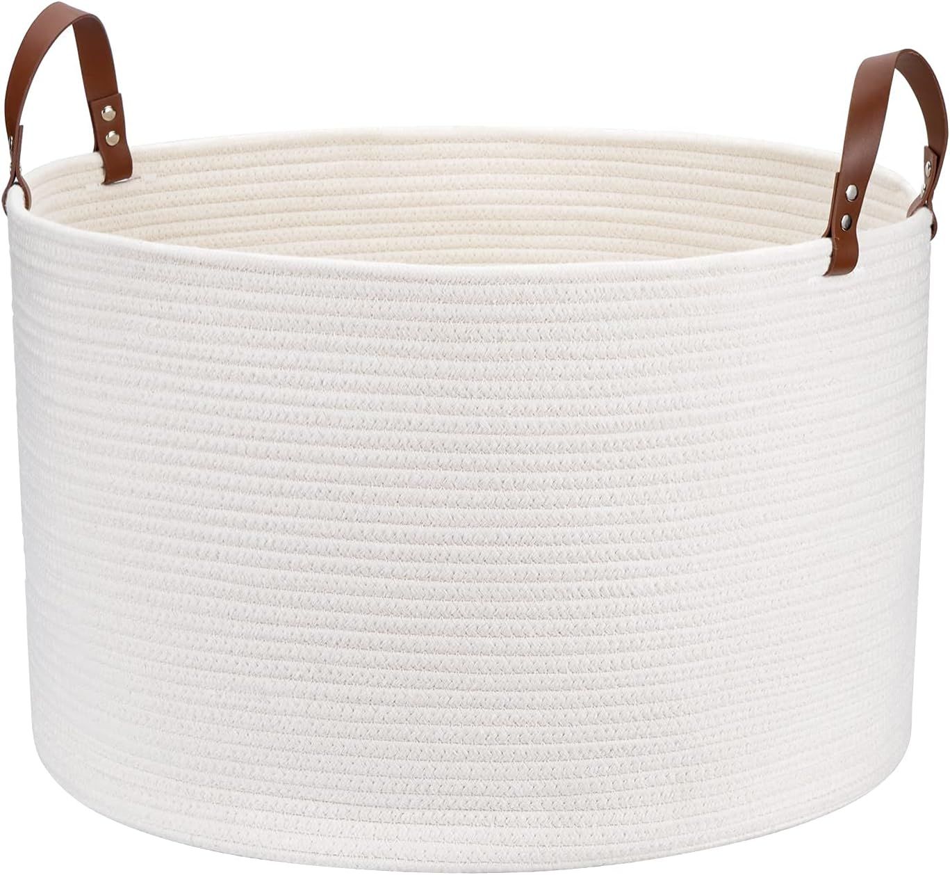 Hombins Cotton Rope Basket XXL Blanket Basket Collapsible Storage Baskets | White Laundry Basket ... | Amazon (US)