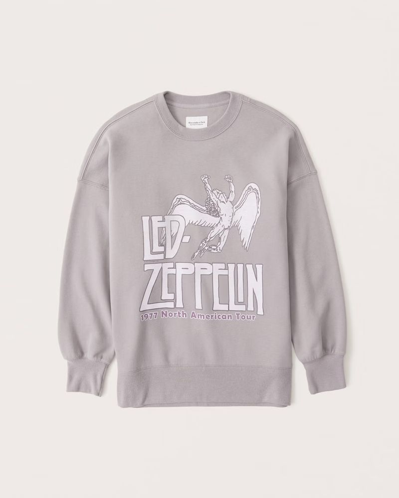 Women's Oversized Boyfriend Led Zeppelin Graphic Sweatshirt | Women's Tops | Abercrombie.com | Abercrombie & Fitch (US)