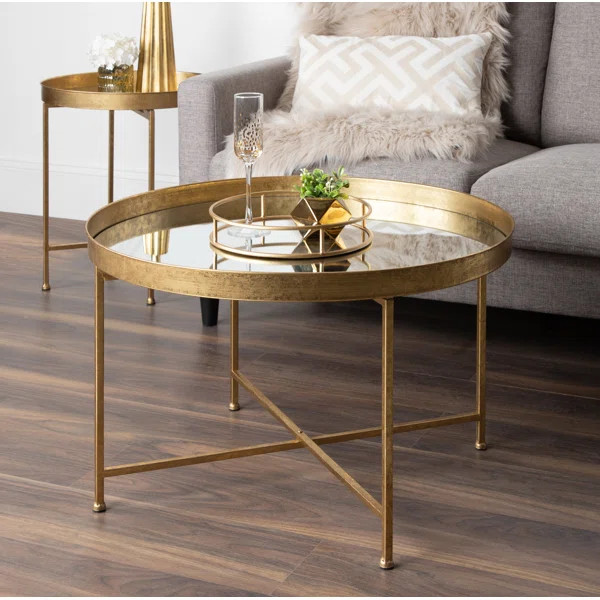 Alvis Iron Tray Top Cross Legs End Table | Wayfair North America