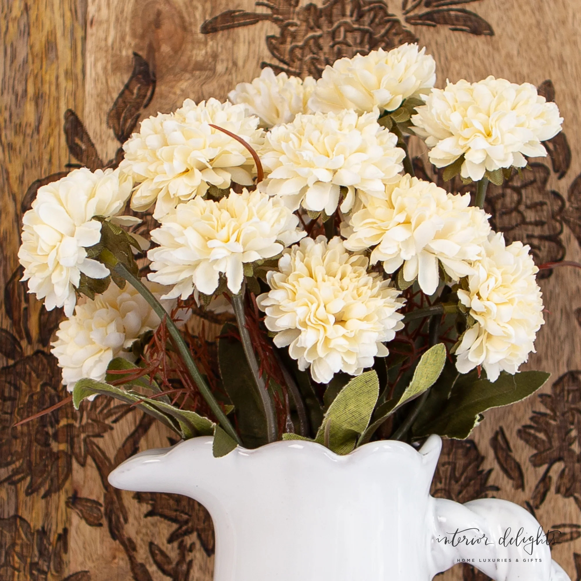 11” Cream Mini Mums | Interior Delights