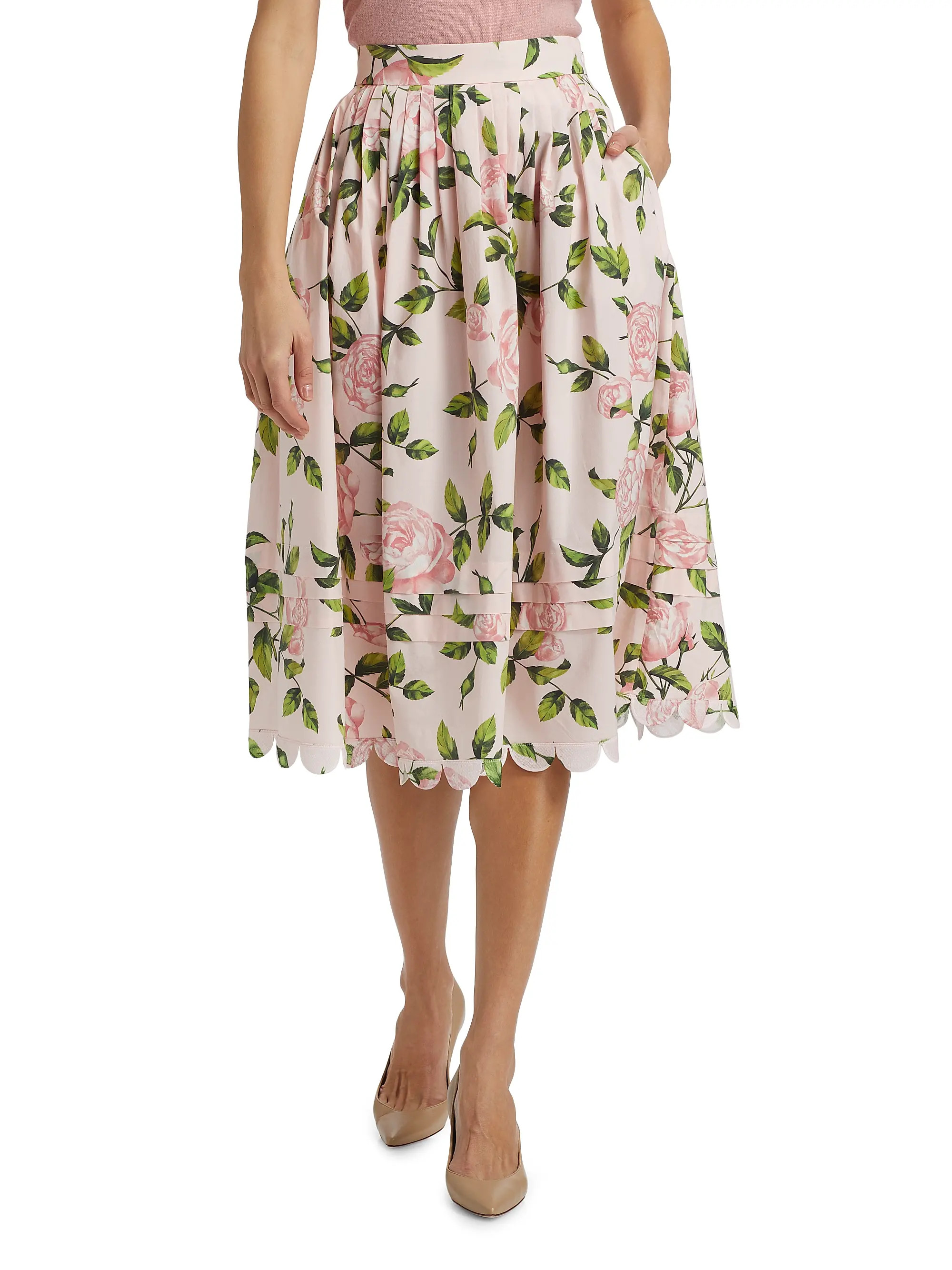 English Roses Scalloped Midi-Skirt | Saks Fifth Avenue