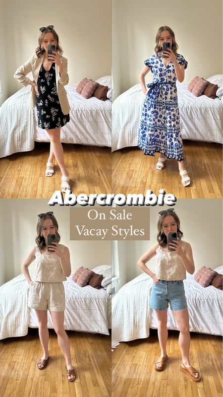 Abercrombie on sale vacation outfits
Top left xs lined linen blend dress TTS
Upper right XsP button dress with pockets
 Bottom left xs top & bottom. TTS. Both lined and relaxed fit
Bottom right 25 curve love shorts. Light was. TTS 
#vacation #abercrombie #resort

#LTKsalealert #LTKtravel