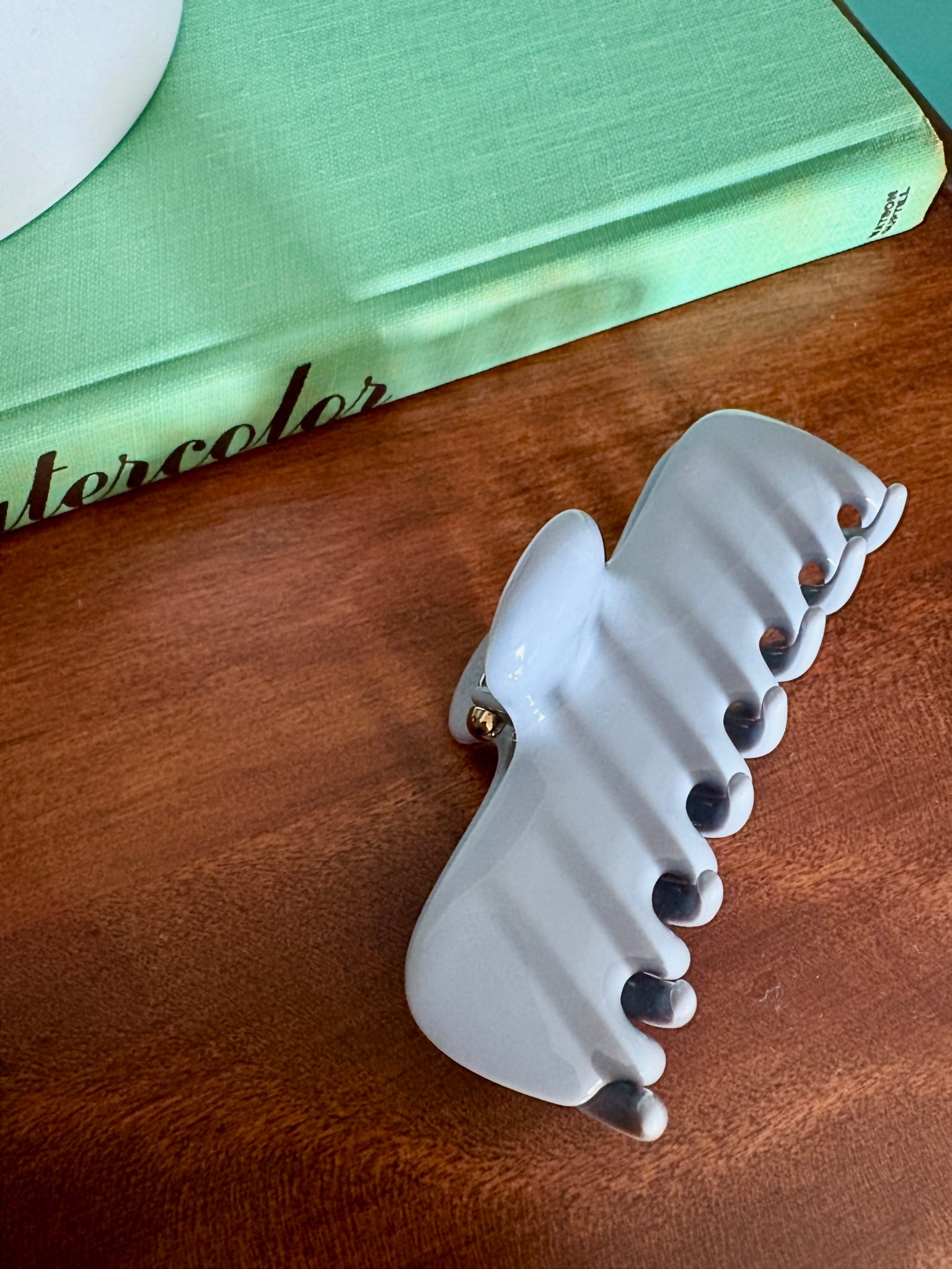 I always reach for Undo hair clips. Target has a dupe right now in burgundy (linked) that’s a lot more affordable.