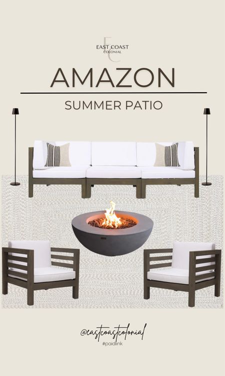 Summer patio design, all from Amazon.





Outdoor couch, outdoor fire pit, outdoor floor lamps, outdoor accent chairs, outdoor area rug, Amazon furniture, Amazon outdoor furnituree

#LTKStyleTip #LTKHome