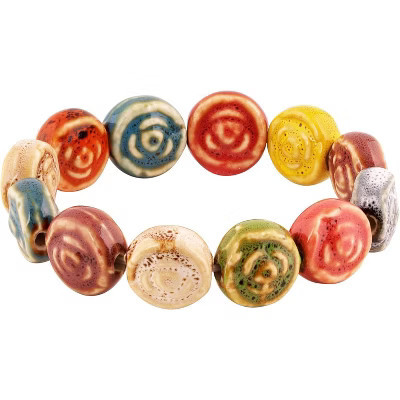 Boho Hippie Colorful Ceramic Beads Strand Stretch Bracelet, Bohemian Summer Beach S05 7.5 | Target