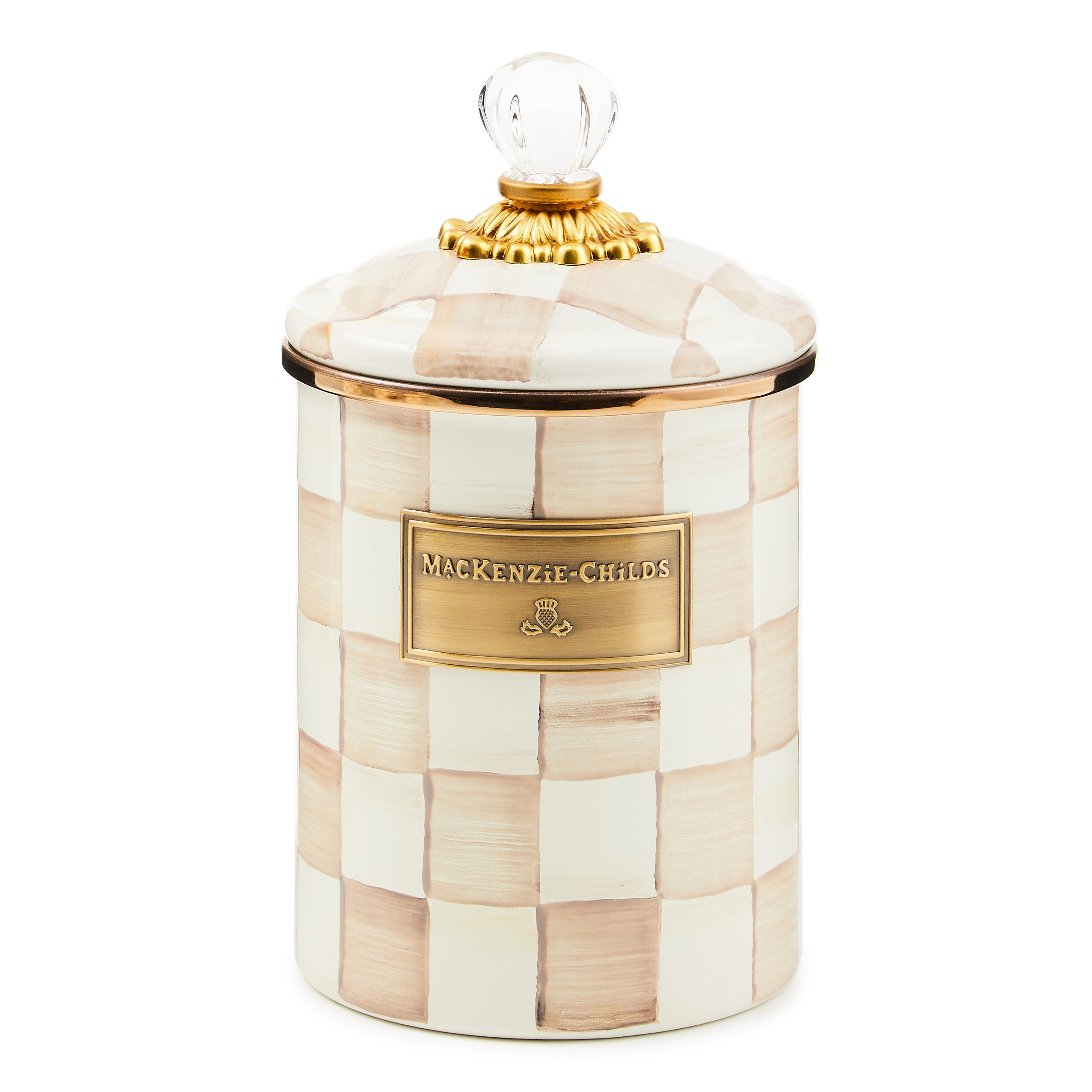 MacKenzie-Childs Mocha Check Medium Canister | MacKenzie-Childs