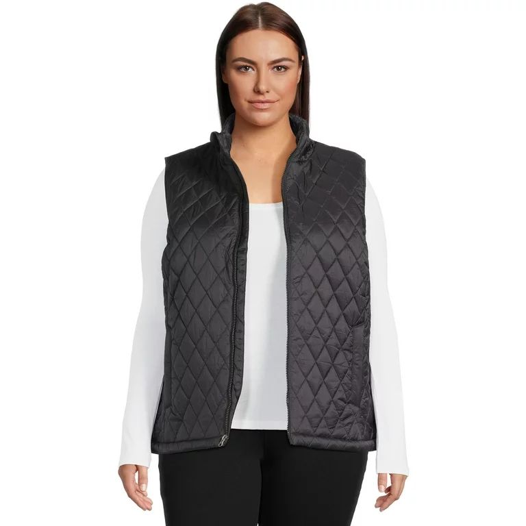 Time and Tru Women's Plus Size Diamond Quilted Vest | Walmart (US)