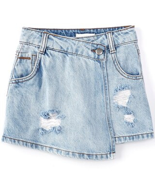 Girls Big Girls 7-16 Distressed Denim Asymmetrical Skort | Dillard's