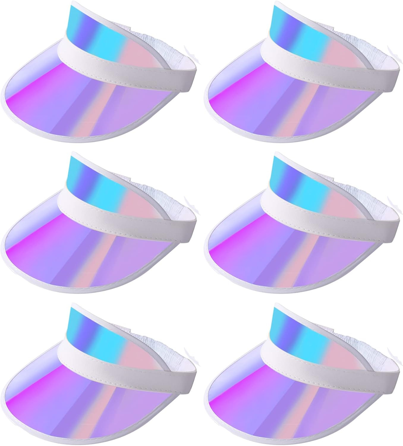 6 Pack Sun Visor Hats Women Men Colorful Adjustable Sunhat UV Protection Beach Party Hat Golf Cap | Amazon (US)