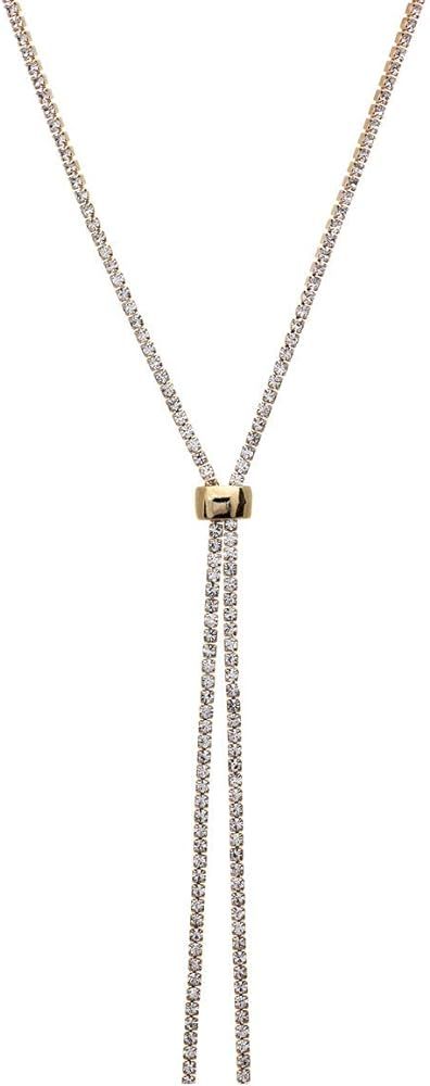 NTLX Y Necklace for Women - Long Rhinestone Necklace – Gold Silver and Rose Gold Necklace – A... | Amazon (US)