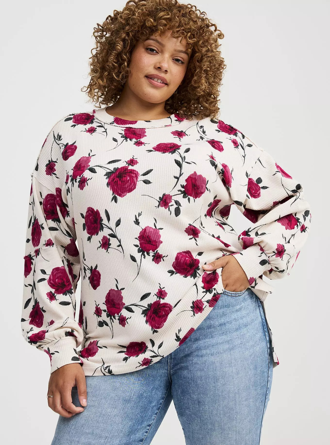 Drop Shoulder Long Sleeve Rib Tee | Torrid (US & Canada)