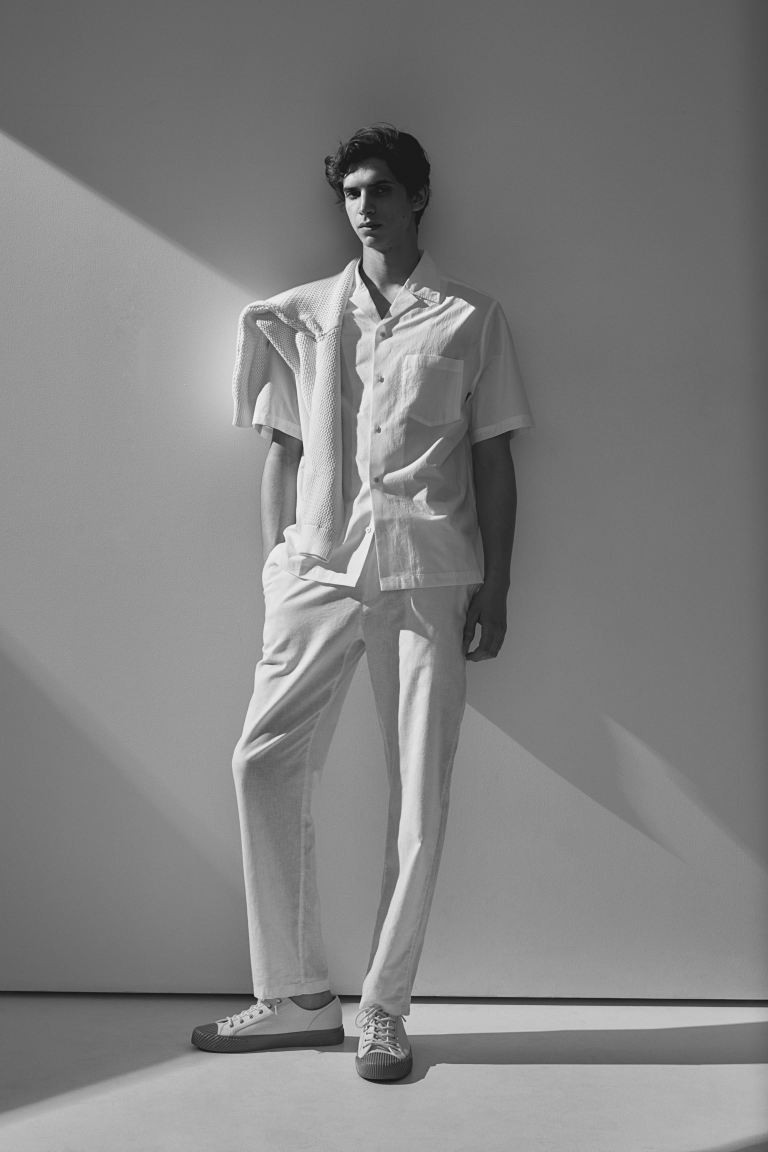 Regular Fit Linen-blend Pants - Regular waist - Long - White - Men | H&M US | H&M (US + CA)
