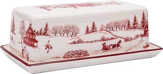 Bico Toile De Jouy Winter Wonderland Ceramic Butter Dish with Lid, Butter Keeper for Counter, Kit... | Amazon (US)