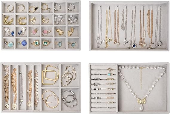 ProCase Stackable Jewelry Organizer Trays for Drawers, Jewelry Drawer Inserts Container Display C... | Amazon (US)