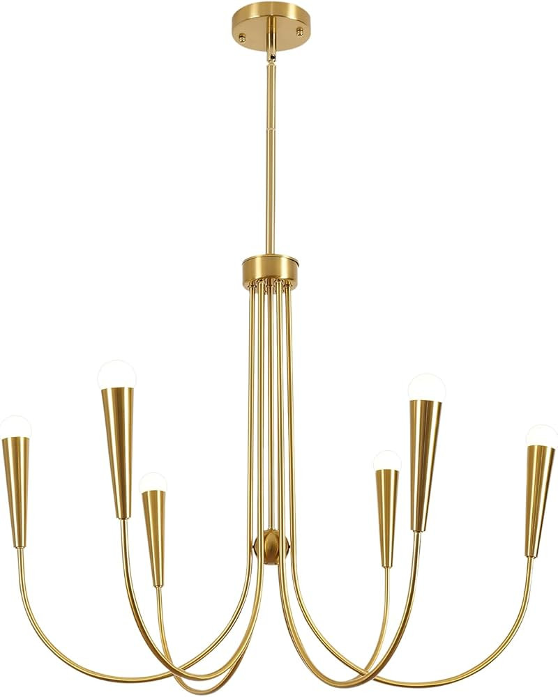 Farmhouse Chandelier,6-Lights Industrial Rustic Dining Room Pendant Light,Adjustable Hanging Candle Light Fixtures for Kitchen Island Living Room Foyer (Copper-6 Lights) | Amazon (US)