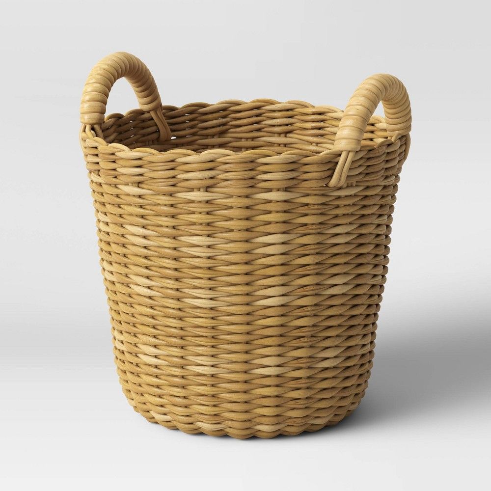 Medium Manmade Wicker Woven Basket Planter Beige - Threshold | Target