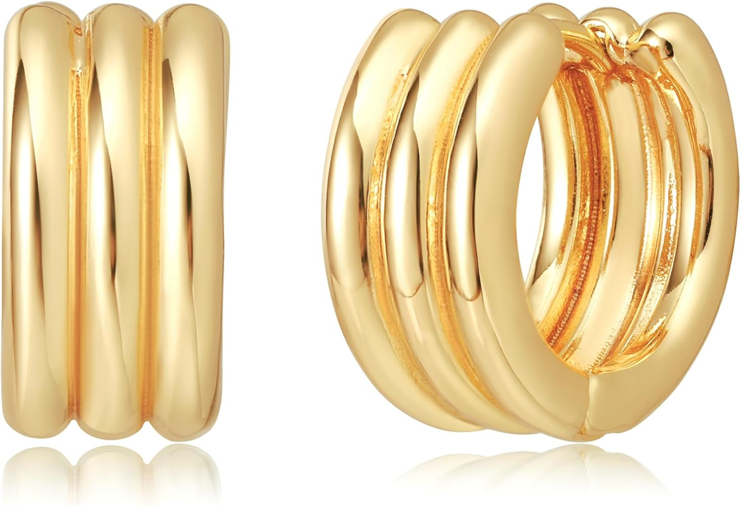 MTMY Huggie Hoop Earrings 14K Gold Plated Cubic Zirconia Dainty Simple Cute Beads Elegant CZ Circ... | Amazon (US)