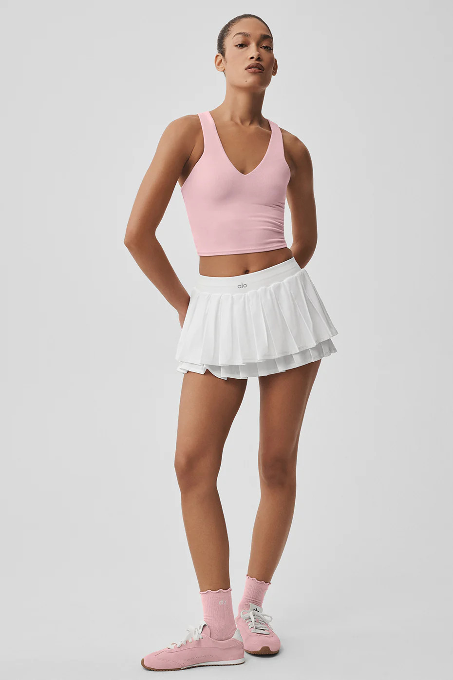 ALO | Double Or Nothing Tennis Skirt in White, Size: XS | Alo Yoga