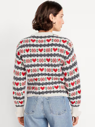 Loose Crew-Neck Wool-Blend Cropped Sweater | Old Navy (US)