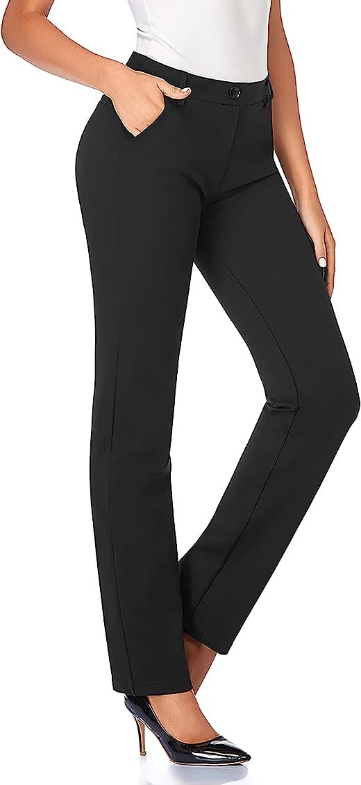 Tapata Women's 28''/30''/32''/34'' Stretchy Straight Dress Pants with Pockets Tall, Petite, Regular  | Amazon (US)