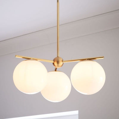 Click for more info about Sphere + Stem Convertible Flushmount, Brass/Milk Glass, 3-Light