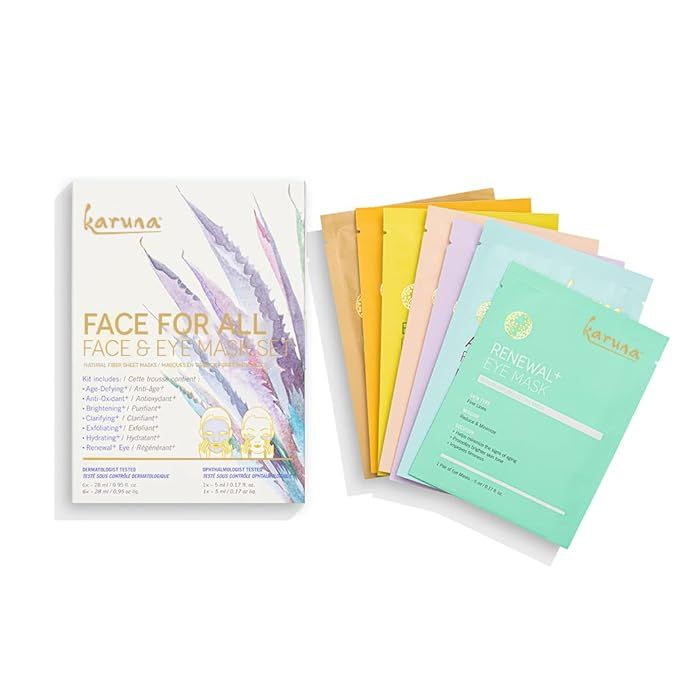 Karuna Face For All Face & Eye Mask Set, Reduce Signs of Aging, Protect, Deep Clean, Smooth - 7 P... | Amazon (US)