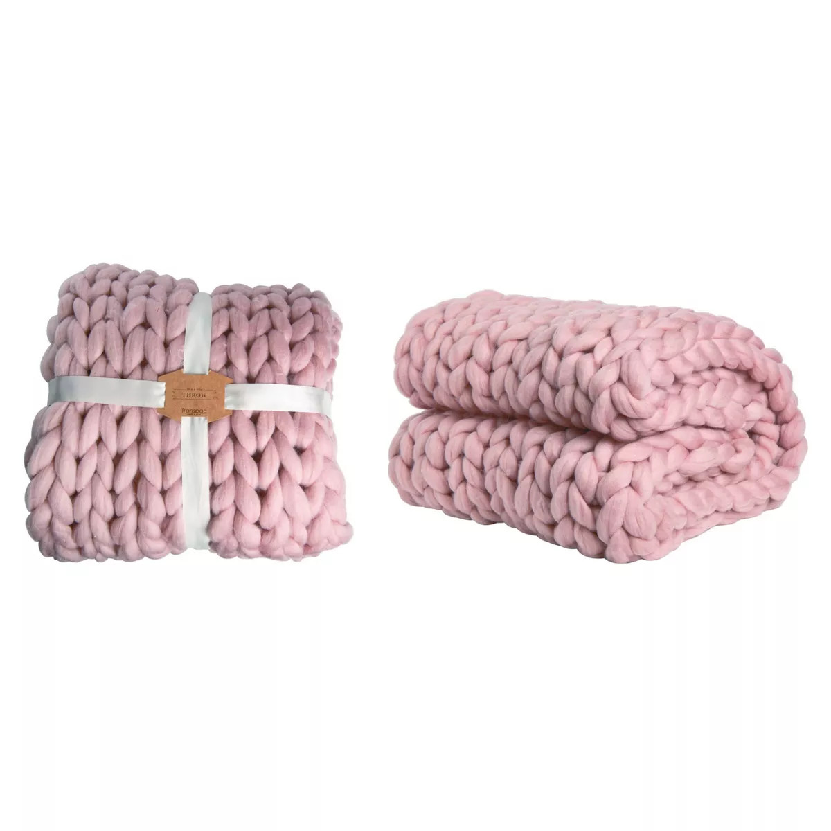 VIP Acrylic 60 in. Pink Chunky Knitted Throw | Target