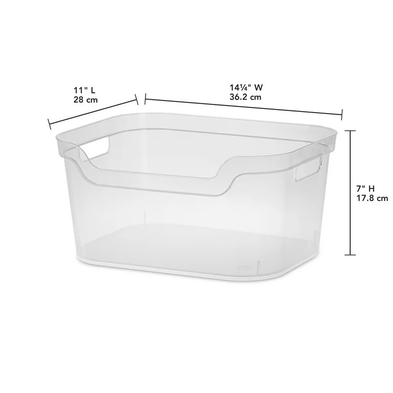 Mainstays Large Open Bin, Clear Plastic, Easy Access Bin with Scoop Front | Walmart (US)