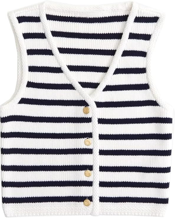 Button Up Sweater Vest for Women 2024 V Neck Sleeveless Tank Tops Cardigan Vests | Amazon (US)