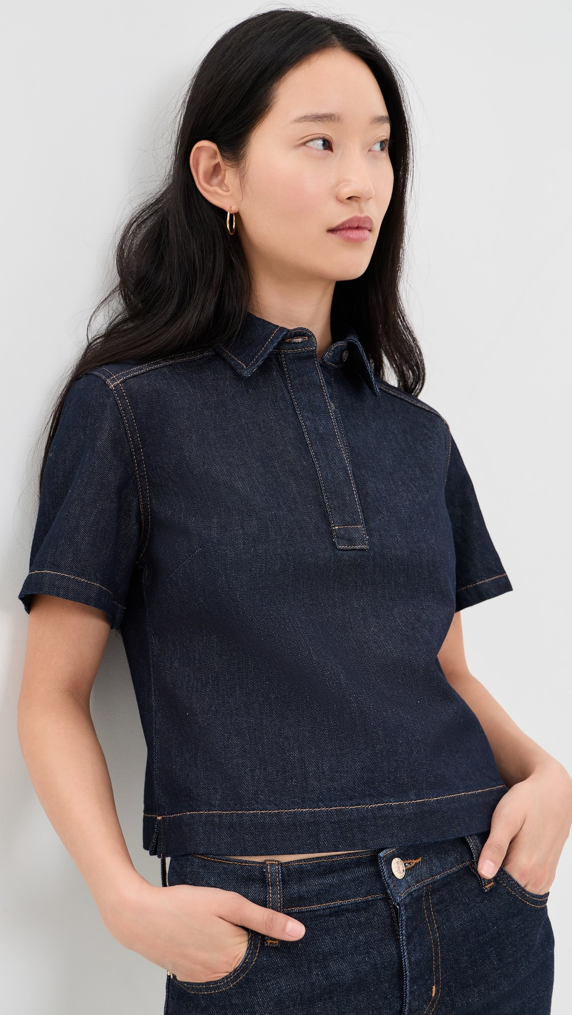Denim Boxy Polo Shirt | Shopbop