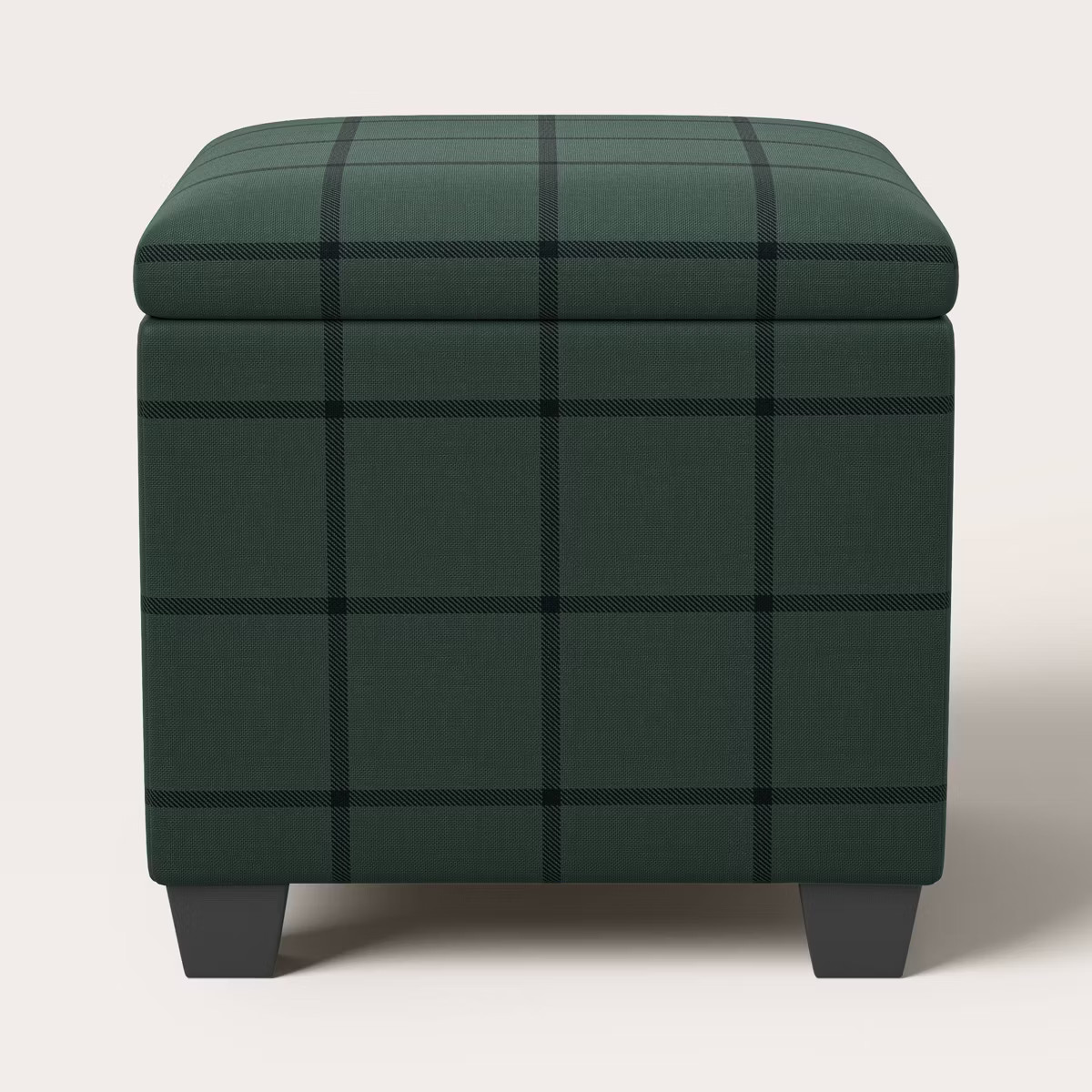 Windowpane Plaid Pattern Storage Ottoman Green/Black - Woolrich x Target | Target