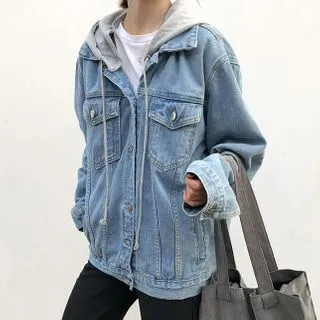 Hooded Denim Jacket Blue - One Size | YesStyle Global