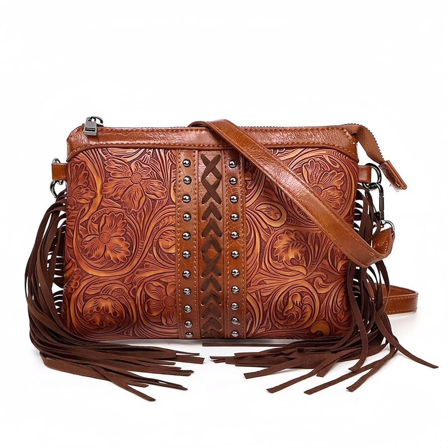Small Crossbody Handbag for Women, Fringe Tassel Shoulder Purse, Western Wristlet Wallet | Amazon (US)