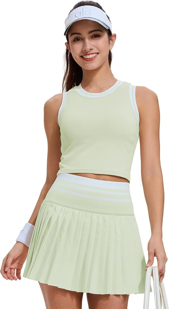 Two Piece Tennis Skirt Set for Women High Waisted Pleated Athletic Golf Skirt Sets Women 2 Piece ... | Amazon (US)