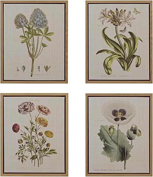 Martha Stewart Herbal Botany Wall Art Living Room Decor - Floral Linen Canvas, Farmhouse Lifestyl... | Amazon (US)