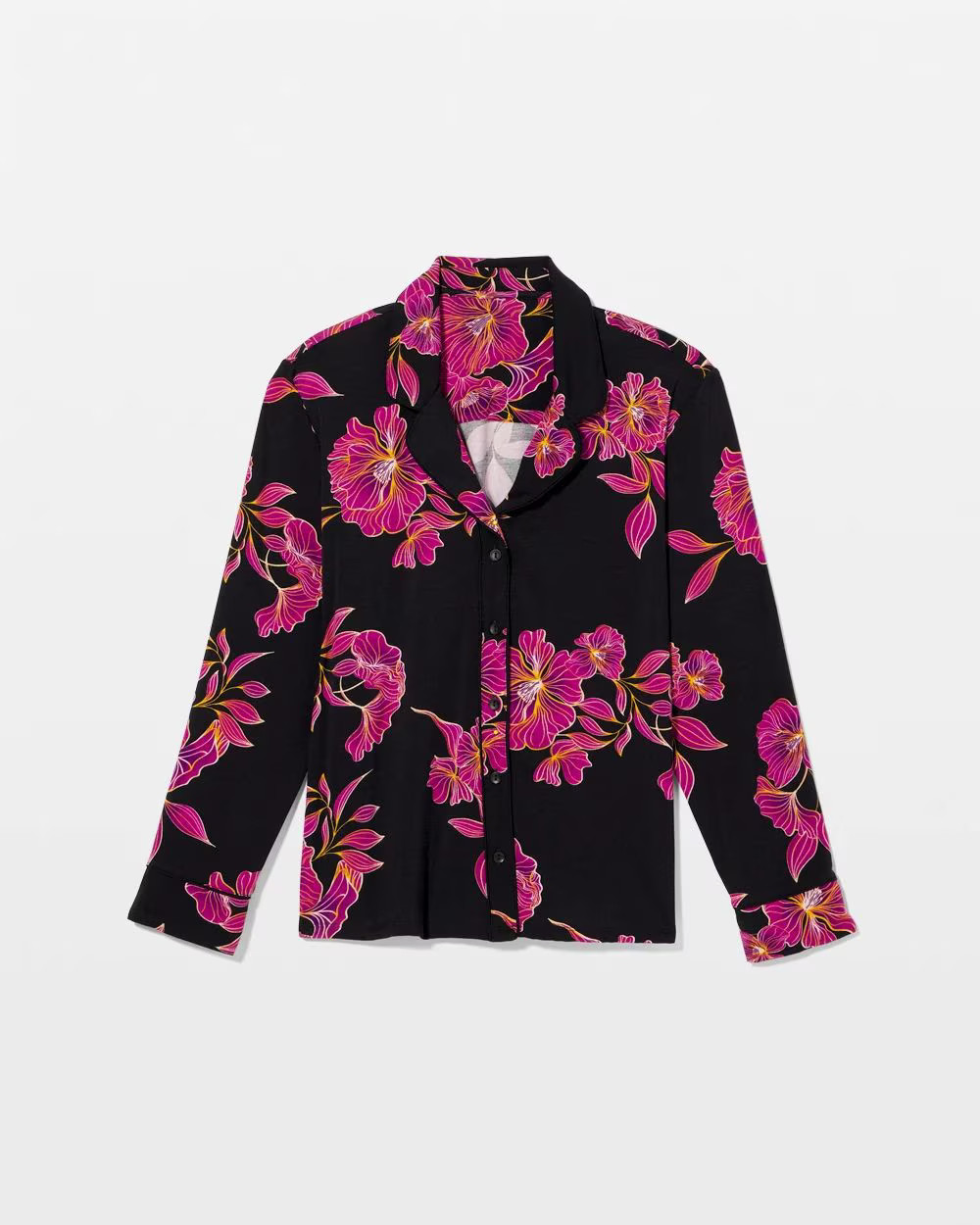 Cool Nights Long Sleeve Notch Collar with Piped Placket Pajama Top | Soma | SOMA