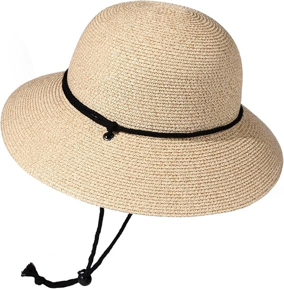 FURTALK Womens Wide Brim Sun Hat with Wind Lanyard UPF Summer Straw Sun Hats for Women | Amazon (US)