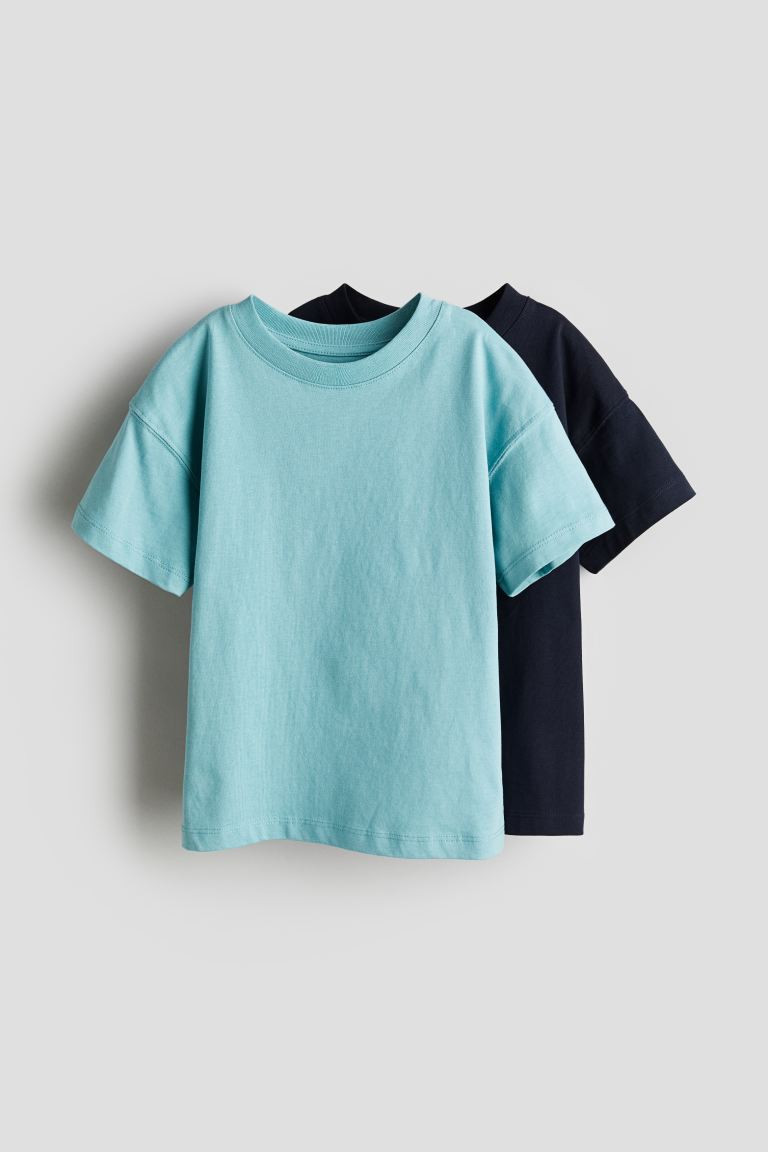 2-pack Oversized T-shirts - Turquoise/dark blue - Kids | H&M US | H&M (US + CA)