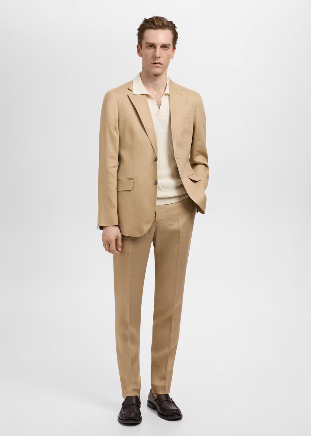 Amalfi 100% linen slim-fit suit trousers beige - Man - 36 - MANGO MAN | MANGO (UK)