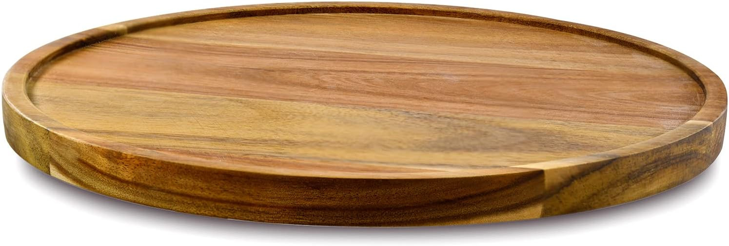 14" Acacia Wood Lazy Susan Organizer Kitchen Turntable for Cabinet Pantry Table Organization | Amazon (US)