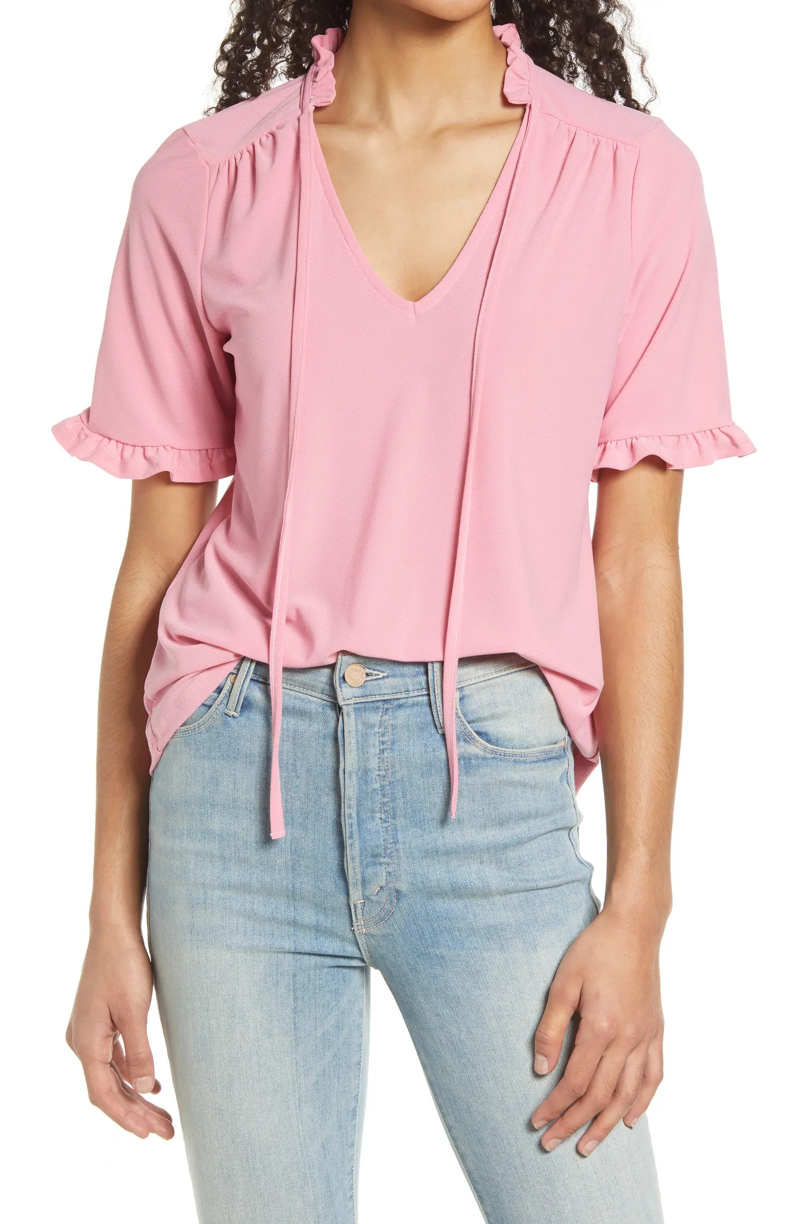 CeCe Ruffle Tie Neck Top | Nordstrom | Nordstrom