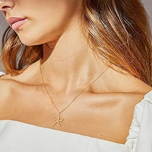 MTMY 14K Gold Plated Shell/Starfish/Anchor/Dolphin Pendant Necklaces Ocean Beach Summer Jewelry f... | Amazon (US)