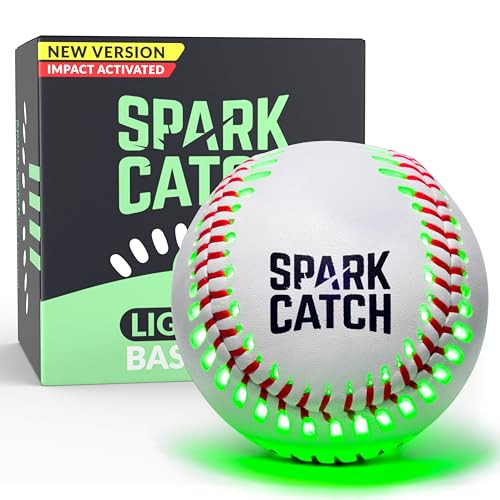 SPARK CATCH Light Up Baseball, Glow in The Dark Baseball, Sports Gear Accessories Gifts for Boys 8 9 10 11 12 13 14 15 Years Old, Kids Teens All Ages Gift Ideas (Impact-Activated version) (Neon Green) | Amazon (US)
