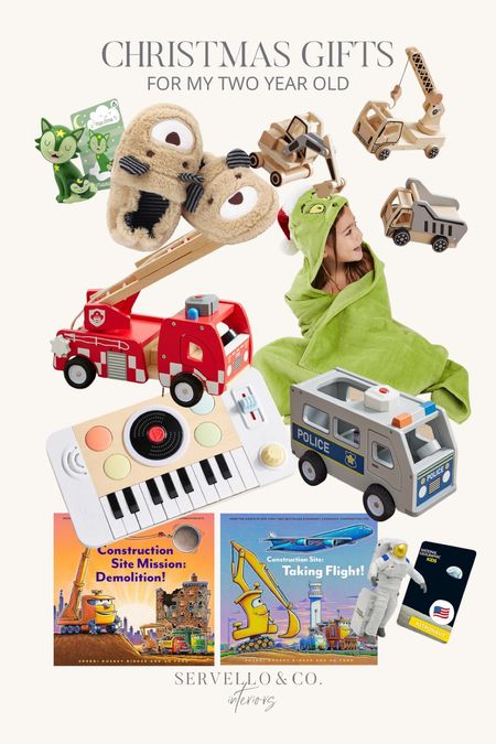 Toddler gift guide, wooden fire truck, wooden police car, wooden crane truck, music keyboard for toddler, toddler construction truck books, Tonies space, astronaut toy, grinch Christmas towel

#LTKfamily #LTKkids #LTKGiftGuide